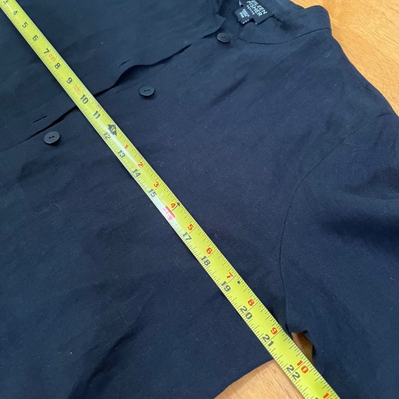 Eileen Fisher Linen Black Jacket Boxy Fit Cropped Length Front Pockets, Size Mp - Picture 11 of 16